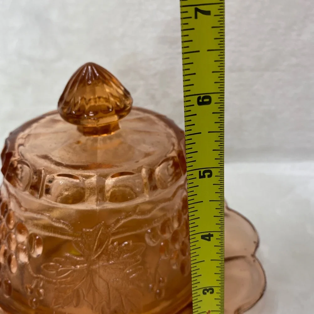 VTG‎ Pink Mosser Glass Covered Butter/ Cheese Dish  Edge Made in Taiwan NOB